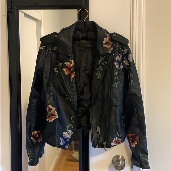 Blank NYC Jackets & Blazers - Blank NYC floral embroidered leather jacket